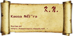 Kassa Nóra névjegykártya